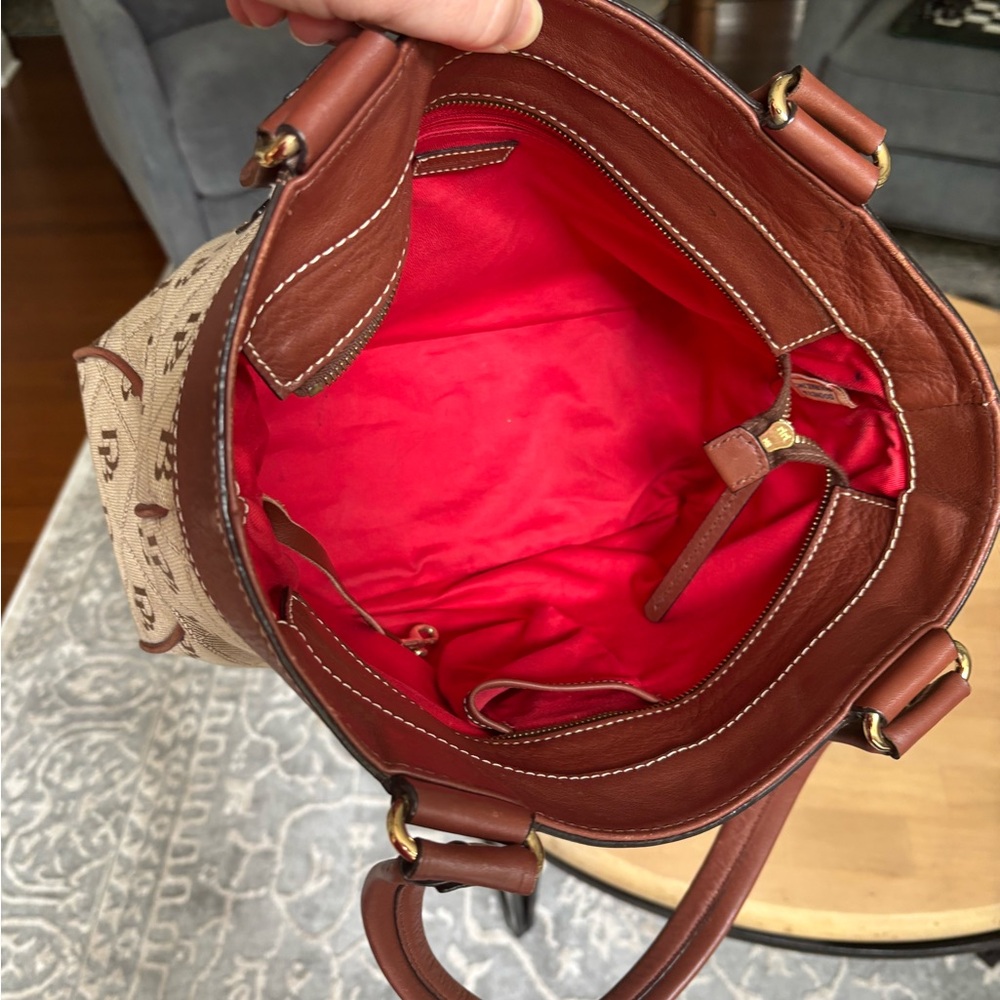 VTG Y2K 90s Dooney & Bourke Medium East/West Monogram Logo Shoulder Canvas Tote - Picture 3 of 10
